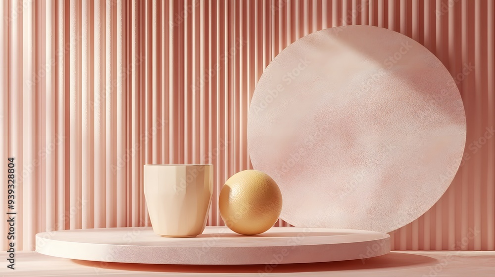 Aufkleber 73. artistic 3d render featuring a harmonious combination of geometric shapes and a ceramic circle b