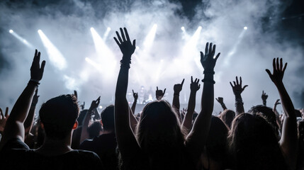 Fototapeta premium Electrifying Energy A Vibrant Rave Party Where Young People Celebrate Under a Spectacular Light Show Immersed in Music Fun, and Unforgettable Nightlife Excitement