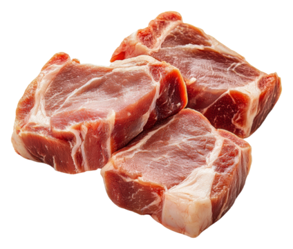PNG Fresh pork cuts displayed on a white background