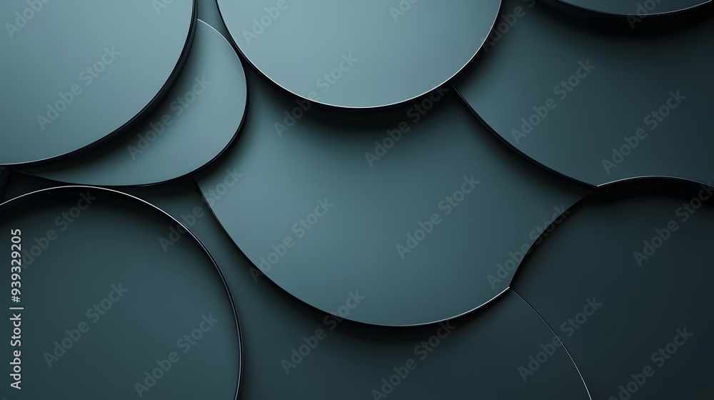 Poster 74. futuristic 3d design with interlocking geometric elements and a smooth ceramic circle background