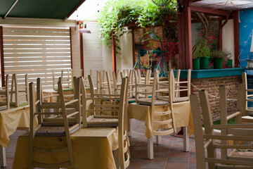 tables in a restaurant