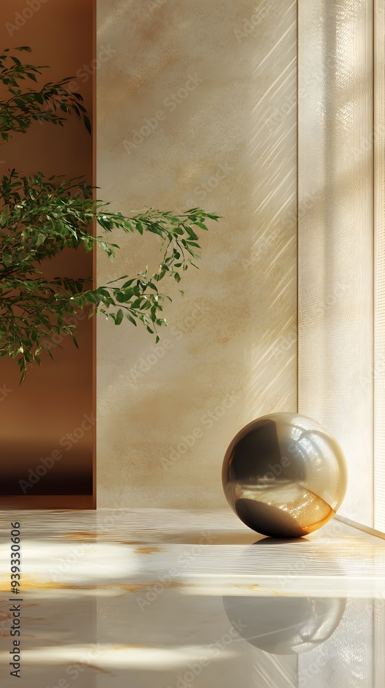 Aufkleber 26. futuristic 3d render with a blend of geometric elements and a smooth circle ceramic surface