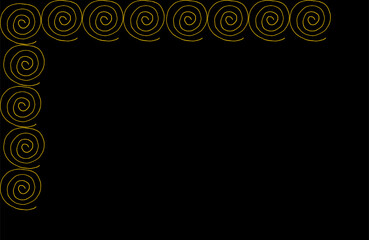 Black background with rings on top left corner. Banner design.