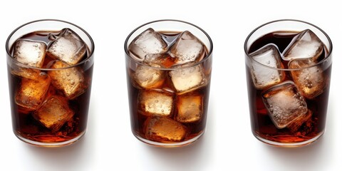 Three glasses of cola with ice