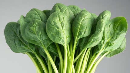 Obraz premium Fresh Spinach Leaves on Grey Background