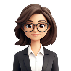 Business woman in a 3d cartoon style.