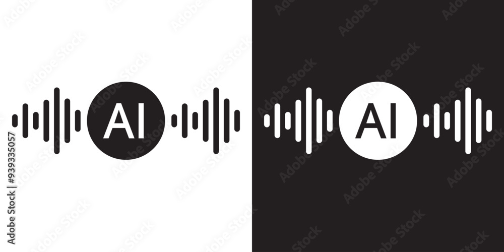 Poster Generate music by AI icon. Artificial intelligence creates music concepts. Machine learning text to generate Musical. UI UX design for app and web. Vector illustration.