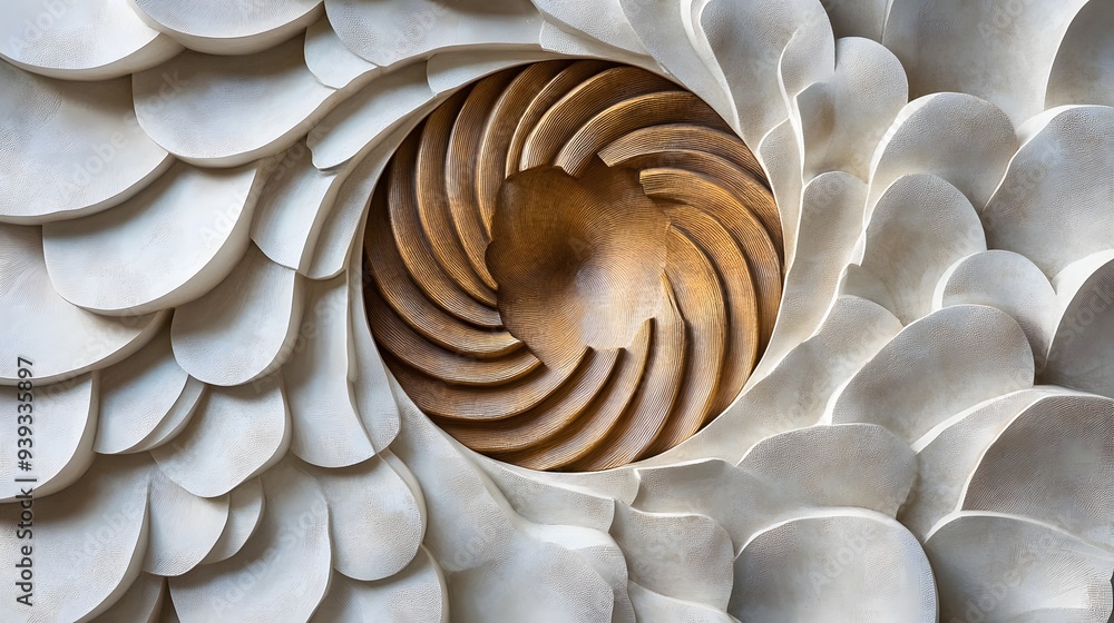 Aufkleber 60. 3d wall art with dynamic geometric patterns and a textured circle ceramic background