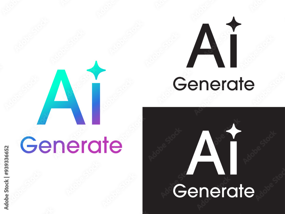 Poster AI Generated icon. Generate symbol. Artificial intelligence and Machine learning technology concept. Icon element for app and web. Vector illustration.