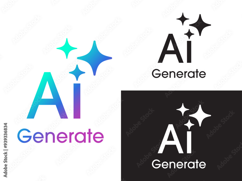 Aufkleber AI Generated icon. Generate symbol. Artificial intelligence and Machine learning technology concept. Icon element for app and web. Vector illustration.