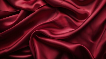 Obraz premium A textured background featuring satin fabric in a deep ruby red, with its smooth, flowing texture