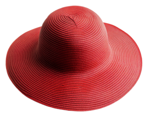 PNG Red sun hat resting on a plain background