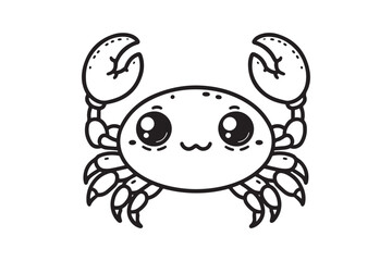 Summer Crab on white background For kids coloring book