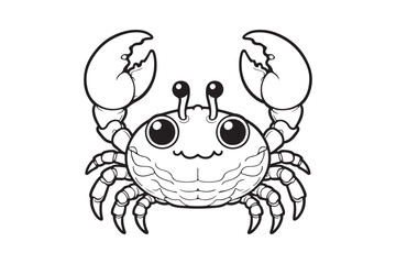 Summer Crab on white background For kids coloring book
