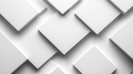 Fototapeta premium abstract geometric background overlapping white and light grey squares subtle shadows creating depth clean minimalist design modern aesthetic