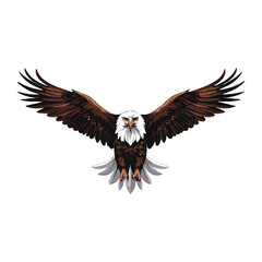 A majestic eagle soars with outstretched wings, embodying strength and freedom, its keen eyes focused, symbolizing vision and power in every flight.