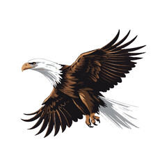 A majestic eagle soars with outstretched wings, embodying strength and freedom, its keen eyes focused, symbolizing vision and power in every flight.