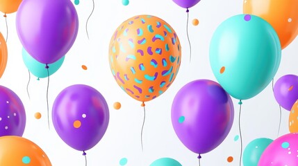 Colorful balloons in various shapes and patterns, ideal for celebrations and festive occasions.