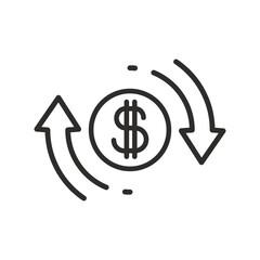 currency exchange icon, money and arrows, financial transactions, simple vector illustration