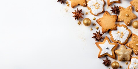Obraz premium Christmas Cookies on White Background