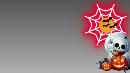 Ghost with pumpkin on Halloween background