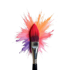 transparent colorful brush made of crayons on white background, generative AI