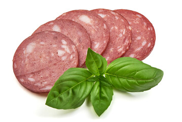 Pepperoni sausage, isolated on white background.