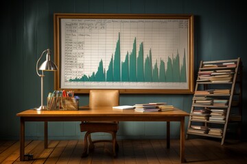 Hand drawn bar chart on blackboard illustrating growth and progress in a creative style