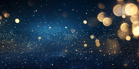 Celestial Glamour Cosmic Blue and Gold Glitter Abstract Background