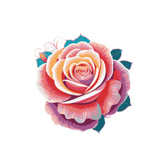 A delicate rose silhouette with smooth, flowing lines captures the elegance of a fully bloomed flower, featuring intricate petals and a slender stem.