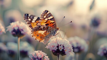 Fototapeta premium Close-up of a Butterfly on a Flower. Beautiful nature scene. Generative AI.