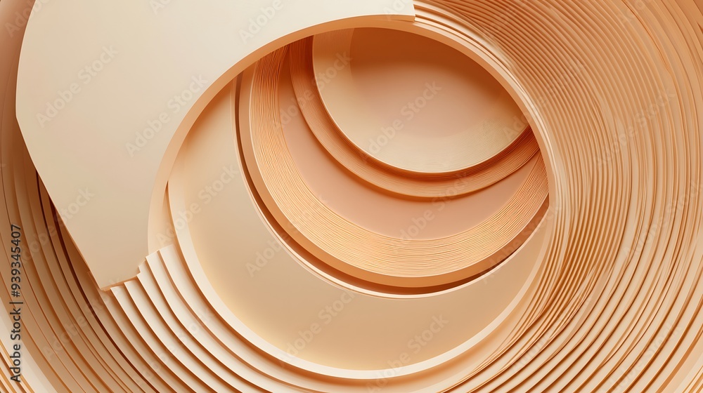 Poster 45. abstract 3d render of layered geometric shapes with a ceramic circle backdrop