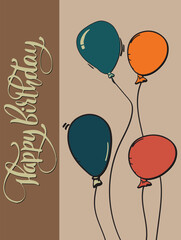 cute birthday card with balloons