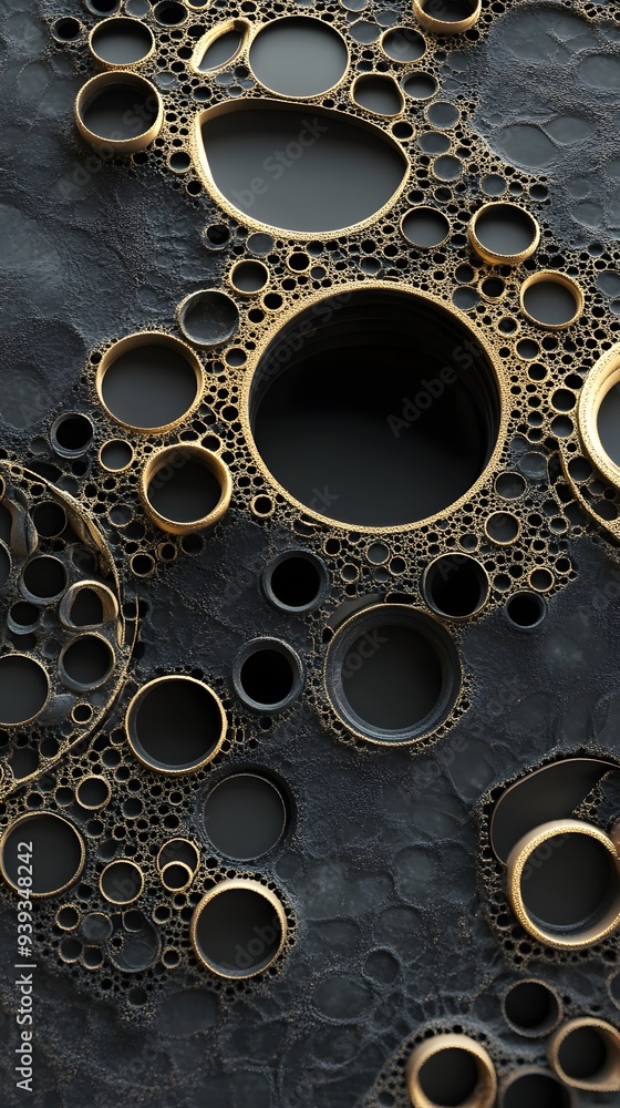 Poster 23. abstract 3d render with intricate geometric forms and a rich circle ceramic background