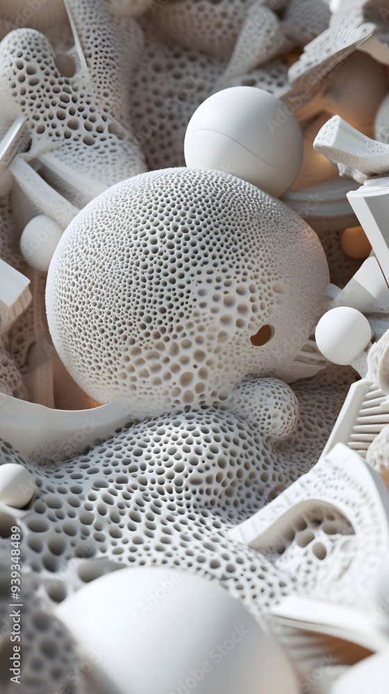 Poster 23. abstract 3d render with intricate geometric forms and a rich circle ceramic background