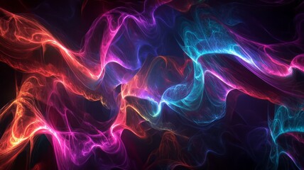 Fototapeta premium Layered Fractal Patterns with Neon Highlights: An Abstract Exploration in AR 169_2