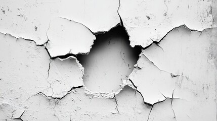 Obraz premium Broken hole white wall texture background fracture