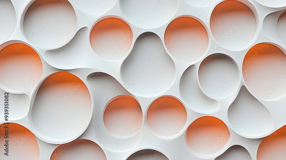 Poster 39. geometric abstraction in 3d with a seamless circle ceramic pattern as the background