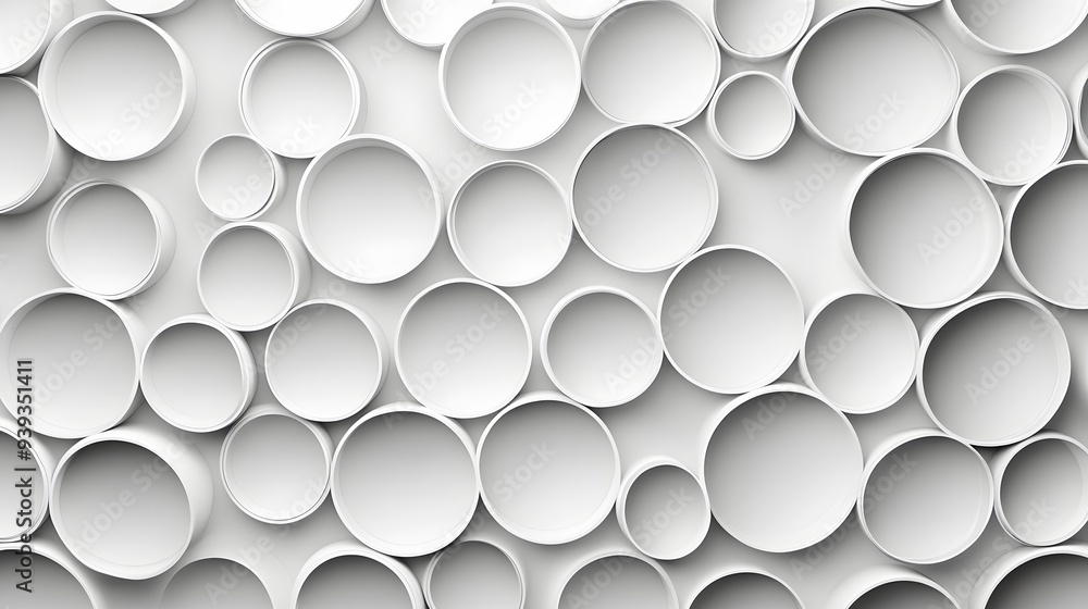 Poster 39. geometric abstraction in 3d with a seamless circle ceramic pattern as the background