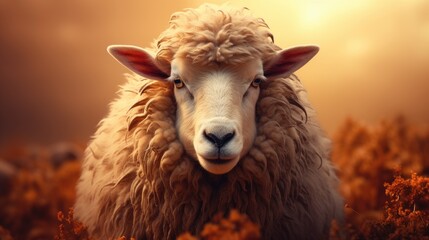 Fototapeta premium Eid al adha islamic decoration background with goat sheep crescent ramadan kareem mawlid iftar isra miraj eid al fitr muharram copy space text area 