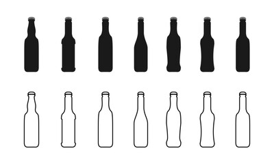 beer bottles icon set vector illustration isolated on white background.