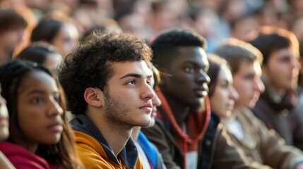 Fototapeta premium A diverse college student body attending a campus event