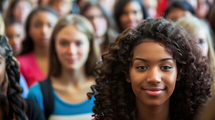 Fototapeta premium A diverse college student body attending a campus event