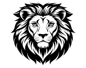 Lion Face Silhouette Vector Illustration, Lion Head Logo icon