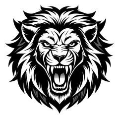 Lion Face Silhouette Vector Illustration, Lion Head Logo icon