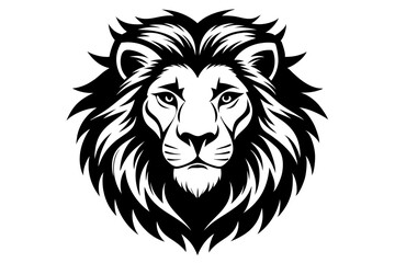 Lion Face Silhouette Vector Illustration, Lion Head Logo icon