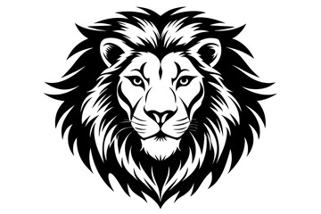 Lion Face Silhouette Vector Illustration, Lion Head Logo icon