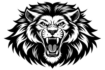 Lion Face Silhouette Vector Illustration, Lion Head Logo icon