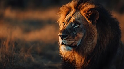 Obraz premium portrait of a majestic lion in the wild, wildlife