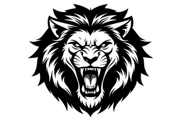 Lion Face Silhouette Vector Illustration, Lion Head Logo icon